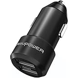 Car Charger, RAVPower Dual USB Car Adaptor (4.8A/24W, iSmart Charging, Built-in Safety Protection) for Smartphones Tablets and More - Black