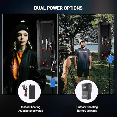 GVM Z200B Lumière vidéo LED Flexible Bicolore 200 W, 2700 K – 6800 K, Panneau Lumineux 12 × 36" avec boîte à lumière et Grille en nid d'abeille, contrôle par Application (Bluetooth), Design ZipTile