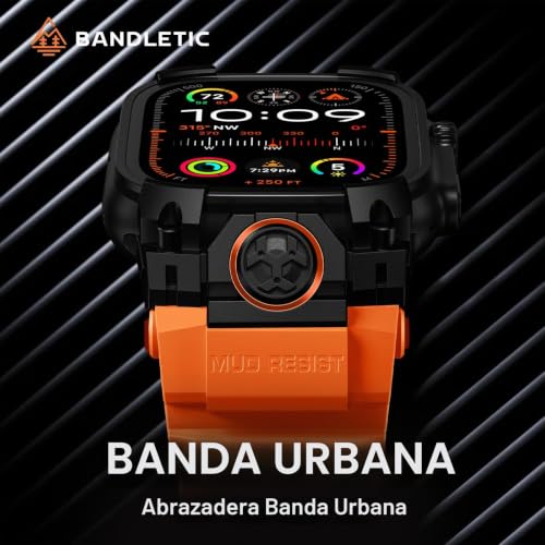Bandletic Compatible with Apple Watch Band Ultra 3 2 1 49mm, Soft Silicone Sport Comfort Resistant Breathable Band with Protective Film, Only for iWatch Ultra 49mm Bands for Men Women