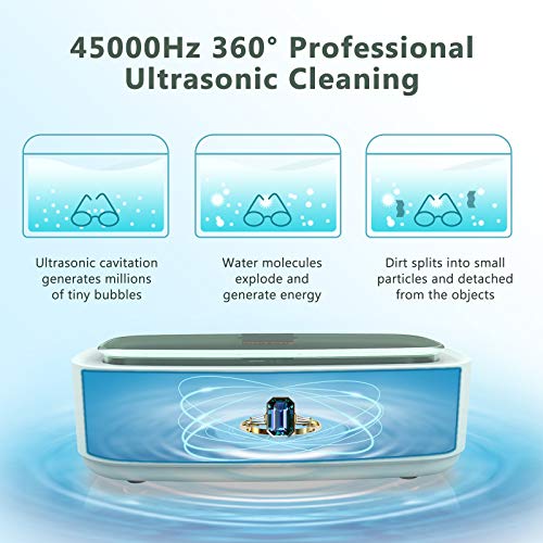 Venussar Ultraschallreinigungsgerät, 300ml Ultraschallreiniger, Mini Ultraschallreinigungsgerät Brille Uhren Schmuck Ringe Halsketten Zahnprothese