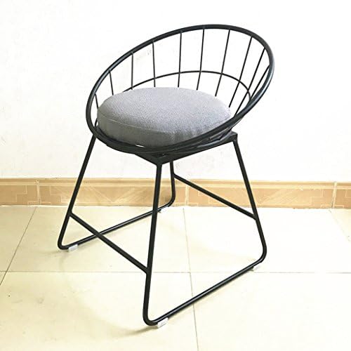 Bar chair Cqq Simple Iron High stool Modern dining chair Nordic style (Color : Black)