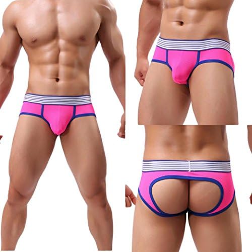 Fasclot 5 Pack/1 Pack Mens Open Crotch Jockstrap, Mesh Breathable Spandex Antibacterial Bulge Pouch Low Rise Briefs