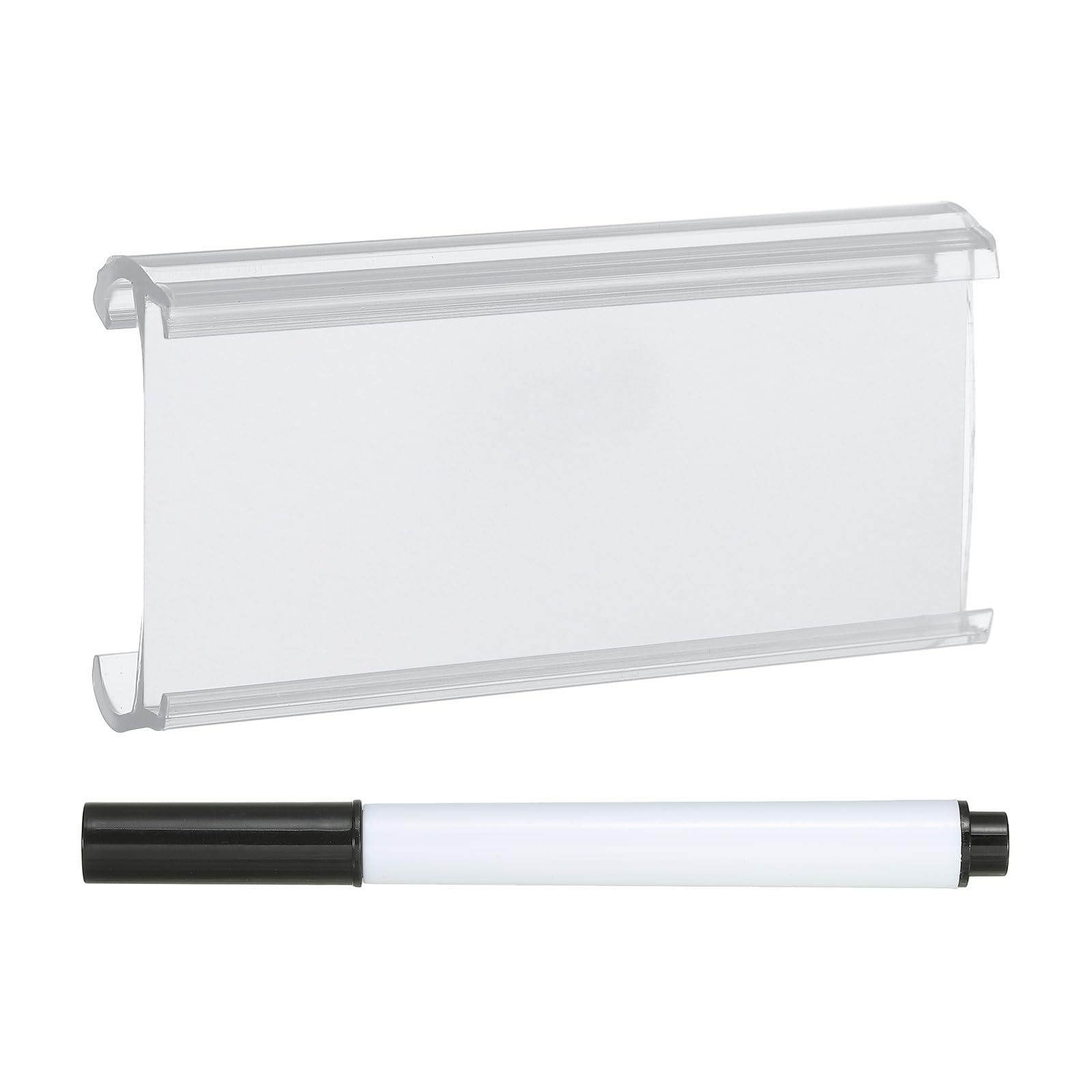 PATIKIL 2.95"L x 1.45"W Plastic Shelf Label Tags, 30 Pack Clear Tags Sign Shelf Label Holders Clips with Blank Labels Fit for Max 1.33" Thick Shelving