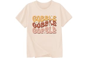 GOENGMO Toddler Girls Thanksgiving Shirts Turkey Pumpkin T Shirt Cotton Short Sleeve Halloween Tops 1-10 Years