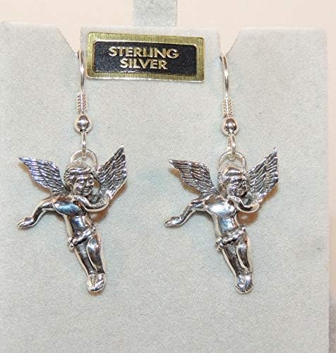 Sterling Silver Cherub with Wings Wire Earrings DWK-367