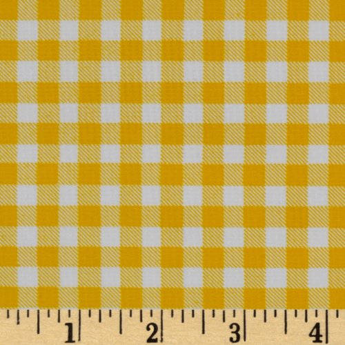 Oilcloth Gingham Yellow Fabric By The Yard