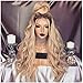 DLME 180 Density Glueless Wavy Wig 24Inch Synthetic Ombre Honey Blonde Lace Front Wigs for Women Heat Resistant (24)