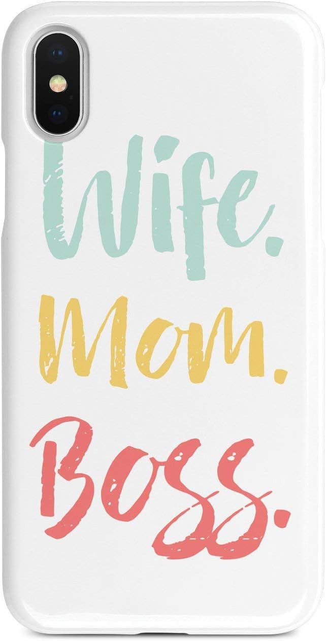 Inspired Cases - 3D Textured iPhone Xs Max Case - Rubber Bumper Cover - Protective Phone Case for Apple iPhone Xs Max - Wife. Mom. Boss.