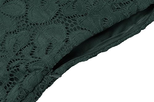 Cindere Women's Floral Lace Off-Shoulder Elegant Bodycon Cocktail Party Wedding Dress (M, Green)