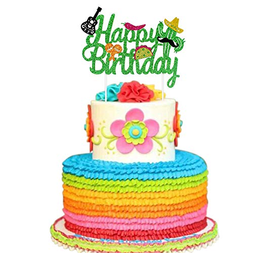 Cactus Happy Birthday Cake Topper Mexican Chilli Festival Carnival Feliz Cactus Cake