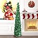PartyTalk 5ft Pop Up Christmas Tree with Stand, Green Tinsel Collapsible Artificial Christmas Tree for Holiday Christmas Home Decorations