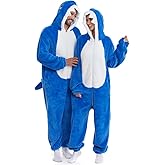 HSCTEK Adult Luxury Double-sided Flannel Shark Onesies with Hoodie(One set for single one)