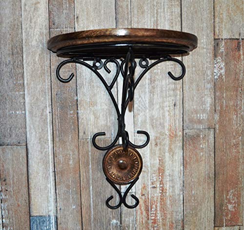 Urban Art Store Wooden and Wrought Iron Wall Bracket- Brown
