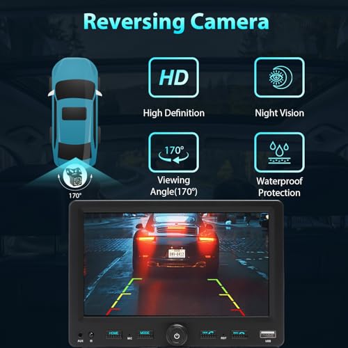 Alondy 1 Din Car Radio with Screen (7 Inches) Compatible with [Wireless] Apple CarPlay Android Auto Bluetooth AM/FM/RDS Radio USB (Type-C Fast Charge 3A) AUX SD Backup Camera
