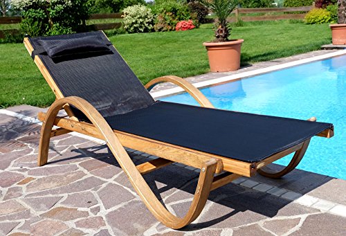 ASS Sonnenliege Paraiso aus Holz Lärche mit Kopfpolster von ALEOS, Farbe:Schwarz – Bild 7