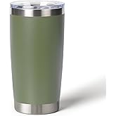 Muka 20 Ounce Stainless Steel Tumbler, Double Walled Vacuum Powder Coated Travel Mug-Olive Green