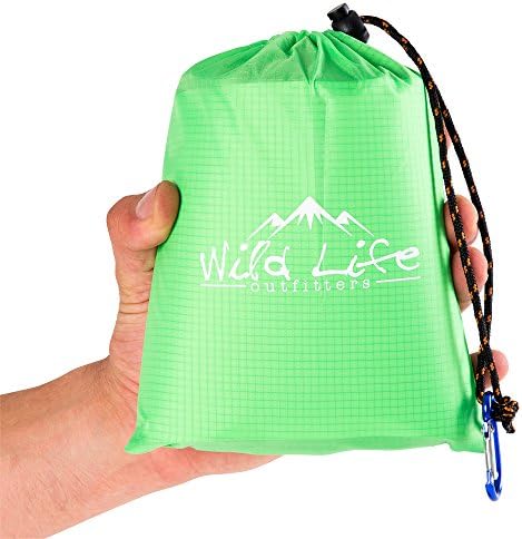 Outback Picnic Blanket 7' X 7' - Outdoor Picnic Blanket Perfect for the Beach, Camping or Travel. Compact, Lightweight and Sand Proof Parasheet Blanket with Corner Loops, Weights and Carry Bag (Green)