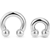 SCERRING PA Ring Internally Threaded Circular Barbells Horseshoe Monster Screwball Rings 316L Surgical Steel Pierced Body Jewelry 2G 4G 6G 8G