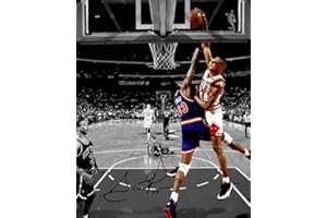 Ikonic Fotohaus Scottie Pippen Monster Dunk over Patrick Ewing Signed Photo Autograph Print Wall Art Home Decor