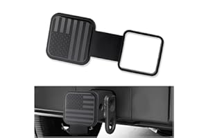 carleef Trailer Hitch Covers - Unique US Flag Tow Hitch Covers 2 Inch with Square Mouth for Car Decorations & Protections,Rubber Hitch Receiver Cover Fits Car Truck Accessories (US Flag/Black)