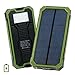 Levin Solar Charger 15000 mAh, Solar Power Bank with 8 LED Flashlight Dual USB Port Solar Panel Portable Charger Outdoor Backup for iPhone, iPad, iPod, Cell Phone, Tablet, Camera – Green