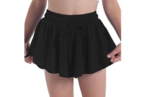 SKYANT Flowy Butterfly Shorts for Girls 2-in-1 Athletic Running Skirt Shorts Cheer Tennis Dance Preppy with Spandex Liner