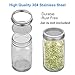 4 Pack Sprouting Lids, Rust Resistant Stainless Steel Sprouting Jar Lid Kit for Wide Mouth Mason Jars Canning Jars, Sprout Germinator Set to Grow Organic Sprout Seeds in House/Kitchen