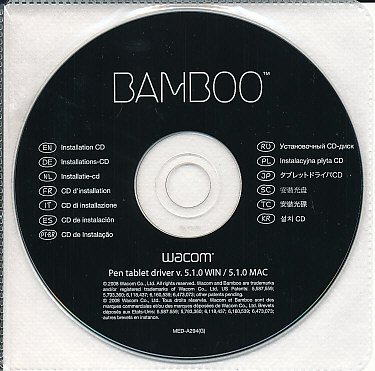Wacom Bamboo Pen Tablet Software Driver: Version 5.1.0 (WIN / 5.1.0 MAC) Installation CD