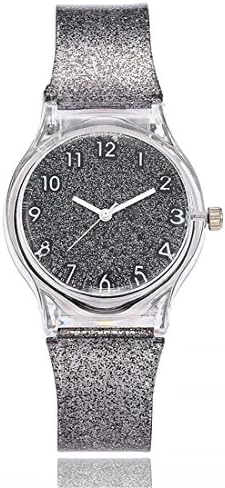 Funique Black Gypsophila Arabic Number Dial Quartz Wrist Watch with Silicone Band (Black)