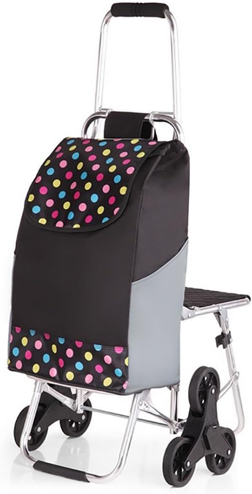 Finecci Shopping Cart Stair Climbing Rolling Shopping Multipurpose Laundry Utility Cart with Seat
