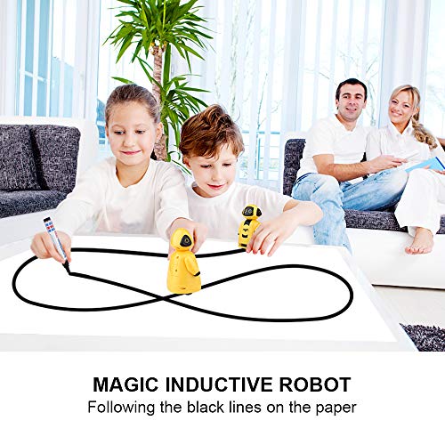 Betheaces Mini Inductive Robot Kids Magic Pen Boys Girls Birthday Gift Toddler Smart Educational Toys with Eye LED Light Intelligent Novelty Robotics Kit Batteries Included-1 Piece (Yellow) - Thumbnail 5