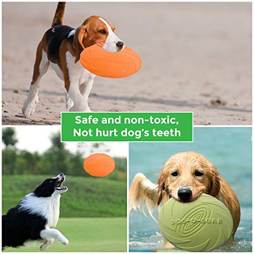eS Dog Frisbee Training Flying Toy - Durable Dog Rubber Toys - Interactive Flying Disc for Outdoor Training - Soft Floating Dog Frisbees Toy Suitable for Small, Medium Dogs 2 Pcs