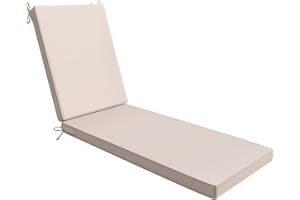 AAAAAcessories Outdoor Chaise Lounge Cushions, Waterproof, Fade-Resistant Patio Furniture Replacement Cushions, 74" x 23" x 3", Khaki Beige