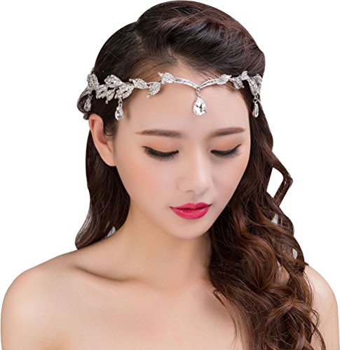 Bellady Bridal Bridesmaid Wedding Headpiece Forehead Rhinestone Headband Chain