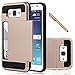 Galaxy J7 Case, EC™ Samsung Galaxy J7 Wallet Case, Flexible Shockproof Rubber Bumper Armor Hard Case Cover with Card Holder Slot for Samsung Galaxy J7 2015 (Rose Gold)