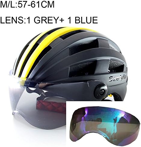 Mens BTB Mountain Bike Cycling Helmet with Lens Visor Ultralight Integrally-Molded Bicycle Helmet Night version