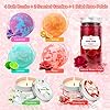 Panspace Bath Bomb Gift Set for Women, 4 Organic Bath Bombs with 2 Scented Candles & 1 Dried Rose Petals, Bubble Fizzies…