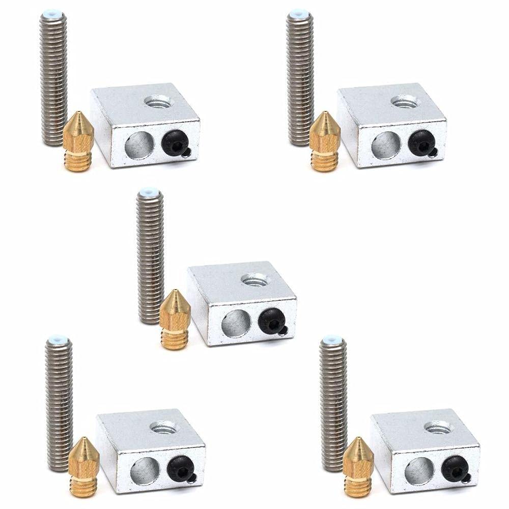 DollaTek 5Pcs Heating Block+Throat+Nozzle Kit for 3D Printers