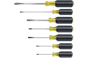 Klein Tools 85076 Screwdriver Set, Made in USA, Slotted and Phillips Screwdrivers with Non-Slip Cushion-Grip Handles and Tip-Ident, 7-Piece