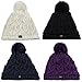 Polar Extreme Women's Insulated Thermal Slouchy Beanie Hats With Pom Pom Cable Knit