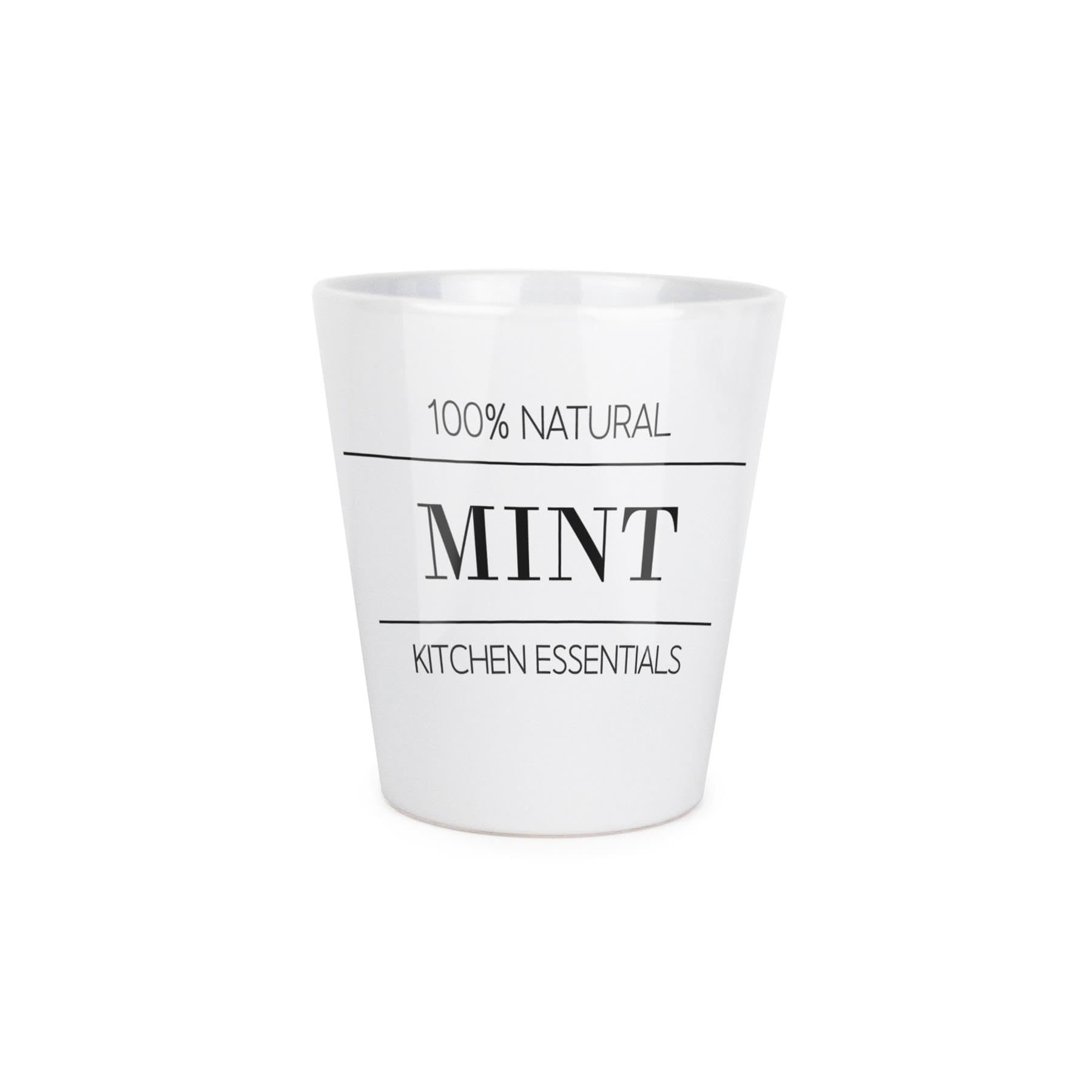 Purely Home Minimalist Mint Plant Pot - Cooking Ingredients Small Ceramic Indoor Plant Pot with Drainage Hole - Homeware Gift 9cm Diameter Flower Pot