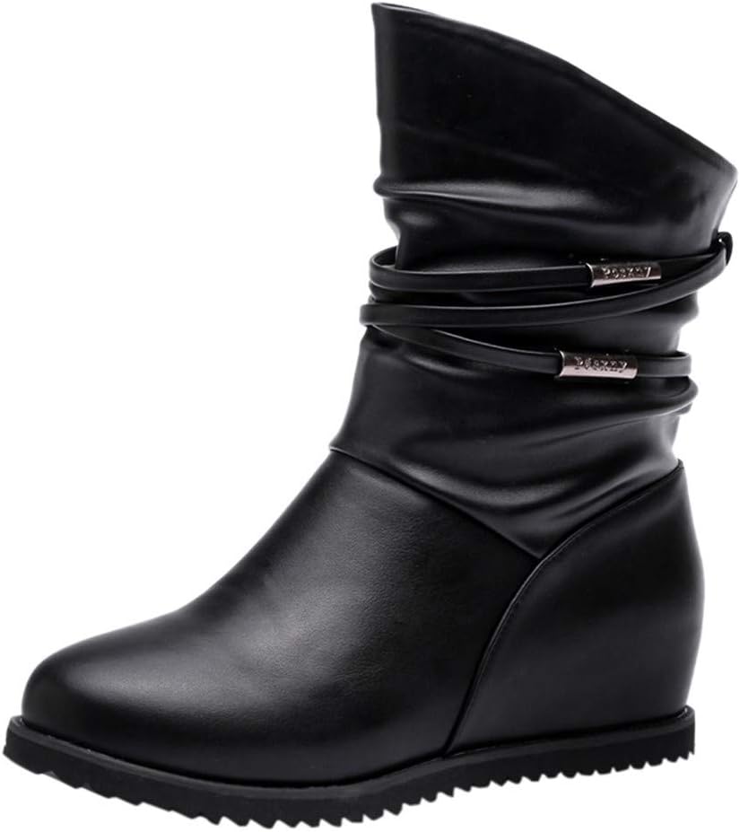 MAWOLY Winter Women Ankle Shoes Black Tassel Faux Leather Round Toe Retro Material Pu Flared Block Heel Slip-On Boots