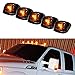 iJDMTOY Black-Out Smoked Lens Amber LED Illuminated Cab Roof Clearance Marker Lamps Compatible With Truck SUV 4x4, 5-Piece Roof Running Light Set Powered by (5) 5050-SMD LED Bulbs