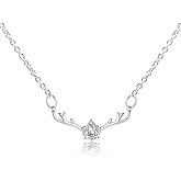 JczR.Y Deer Antler Necklace Austrian Crystal Antler Necklace Pendant for Women Dainty Crystal Elk Antlers Necklace Choker Clavicle Chain Necklace Christmas Couple Jewelry Gifts