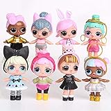 8Pcs/Set Kawaii Boneca Collectable Action Figure 8-9cm LOL Doll Dress Toys for Baby Girls Birthday Gift (C)