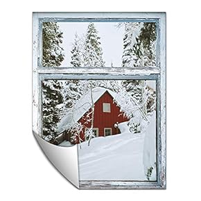 Wall Paper Small Wall Mural Snowscape Out of The Window Wall Art Removable Wall Decoration for Bedroom Living Room - 24x32 inches