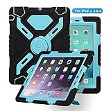 Ipad case, Afranker Ipad 2 case, Ipad 3 case, Ipad 4 Case Plastic Kid Proof Extreme Duty Dual Protective Back Cover with Kickstand Black/blue