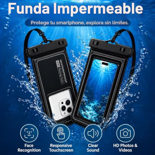 Waterproof Mobile Floating Case 2 Units, IPX8 Floating Mobile Aquatic Case with Adjustable Cord, for 17/16/15/14 Pro Max, Samsung S26 S25 S24 Ultra, Up to 7.5 Inches for Beach Swimming Pool