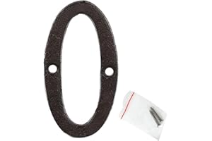 roslyong 3 Inch House Number, Vintage Address Numbers for Outside, Cast Iron Solid Metal Number 0 (Matching Screws Included)