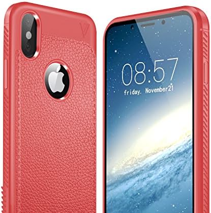 iPhone X Case iPhone 10 Case ,Lichi Pattern iPhone X Case, Luxury TPU Drop Resistant Shock Proof Case for Apple Iphone X Apple Iphone 10 (Red)